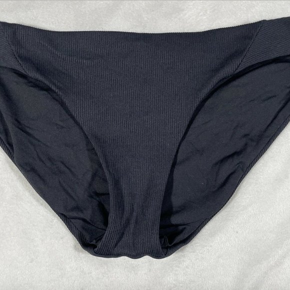 NEW Becca Fine Line Ribbed Bikini Bottoms Black SZ Medium - Picture 4 of 12